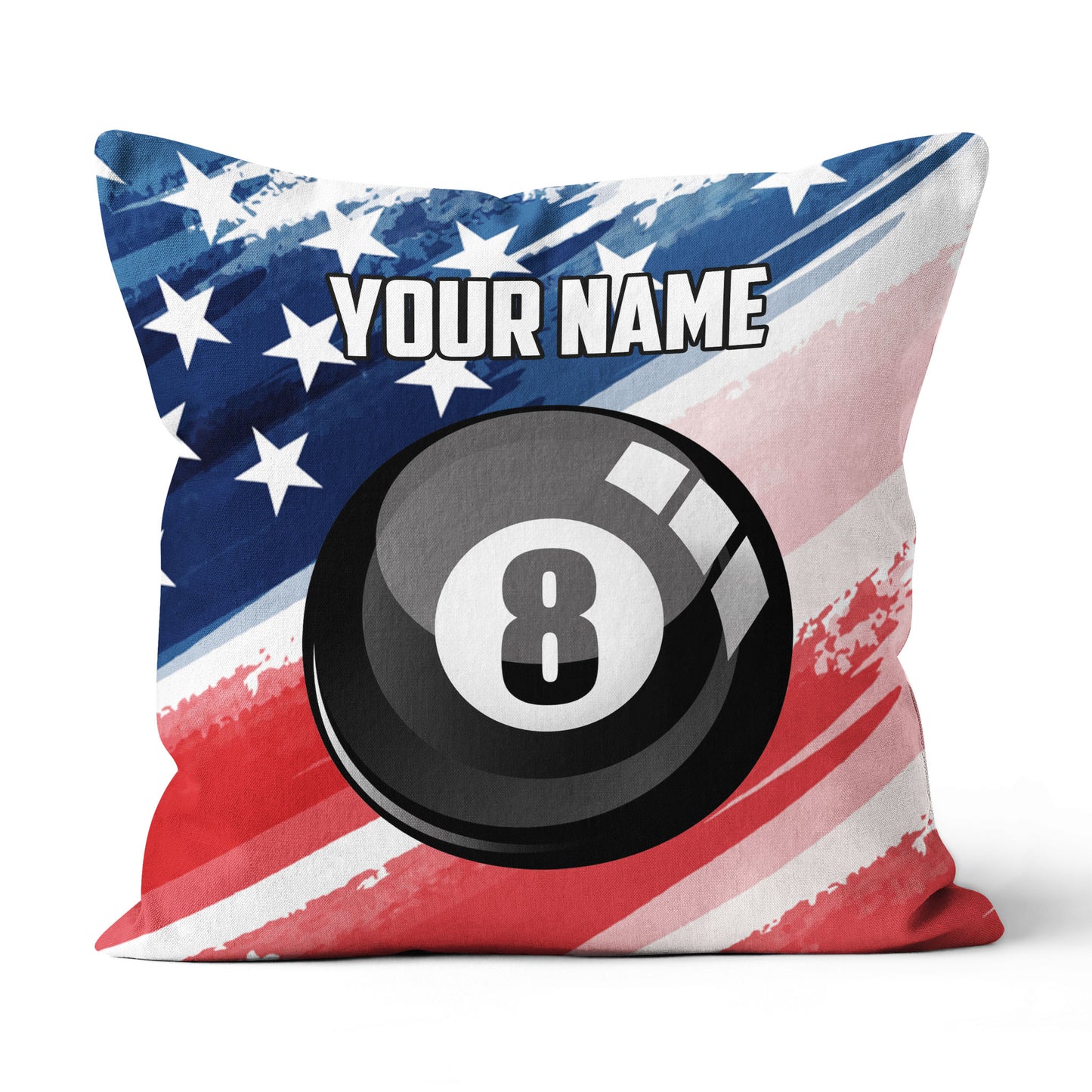 Personalized 8 Ball Pool American Flag Pillow, Patriotic Billiard Gifts TDM0769