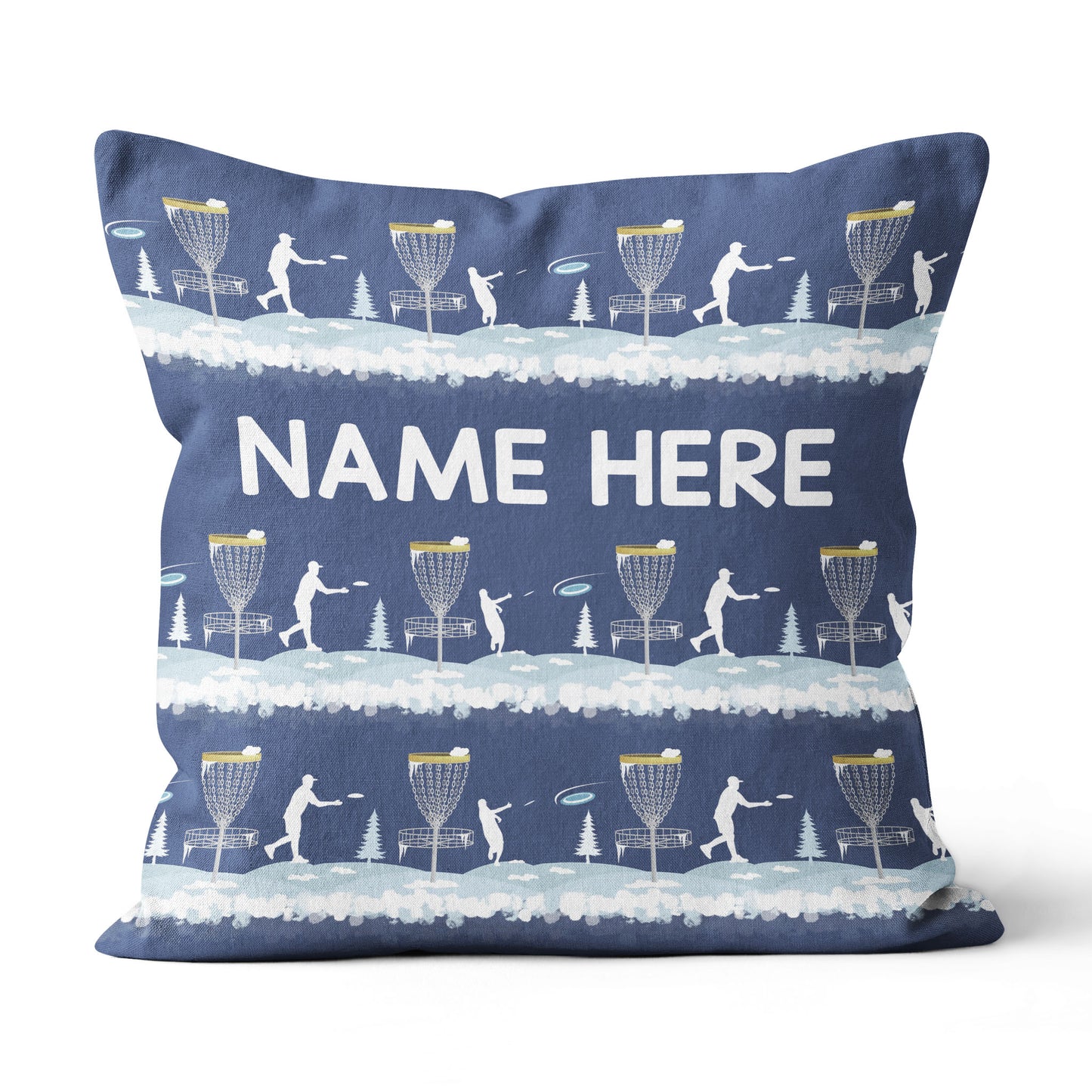 Disc Golf Winter Blue Custom Throw Pillow Personalized Disc Golf Gifts LDT1196