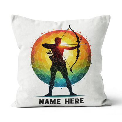 Colorful Men Archer Custom Name White Pillow, Best Archery Pillow Gifts TDM0857