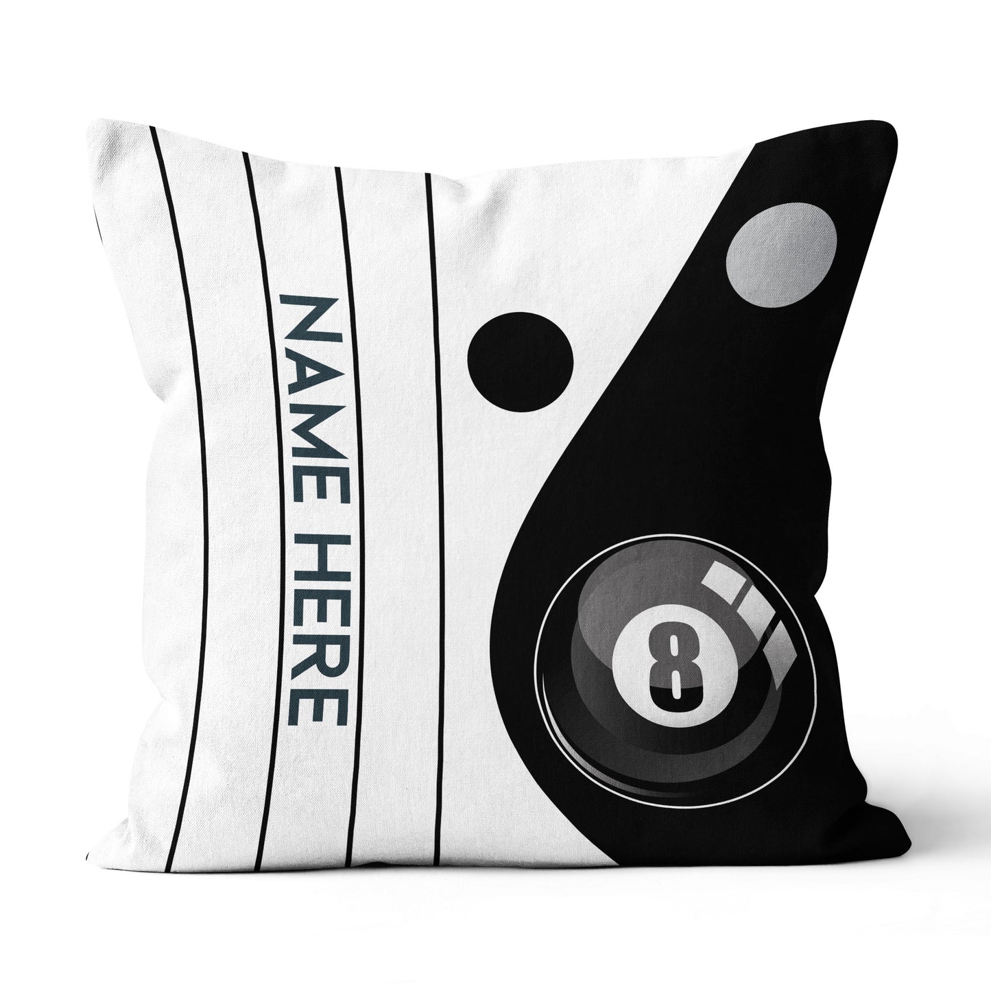 Custom Black White 8 Ball Pool Throw Pillow, Personalized Billiard Pillow Gifts TDM0859