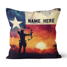 Load image into Gallery viewer, Personalized Texas Flag Archery Pillow, Patriotic Pillow Gift For Archer TDM0864
