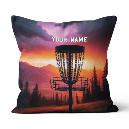 Sunset Disc Golf Basket Custom Name Pillow Personalized Disc Golf Gifts LDT1167