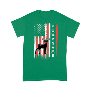 American flag deer hunting custom name shirt, personalized deer hunting apparel T-shirt- NQS1206