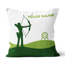 Load image into Gallery viewer, Custom Green White Archery Women Player Pillow, Best Decorative Pillows TDM0766