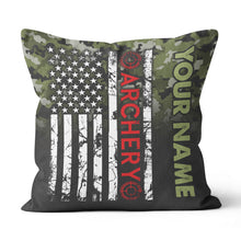 Load image into Gallery viewer, Personalized Green Camouflage US Flag Archery Pillows Best Archery Gifts VHM0849