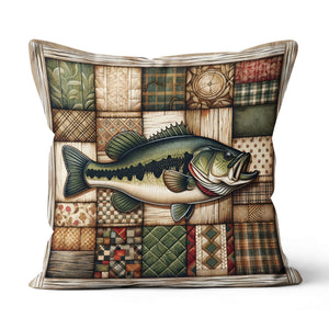 Vintage Bass Fishing Pillow Lake Cabin decor, Fishing Lodges Pillow Fo –  ChipteeAmz
