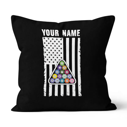 Custom Black White American Flag Billiard Pillow, Patriotic Pillow Gifts TDM0792