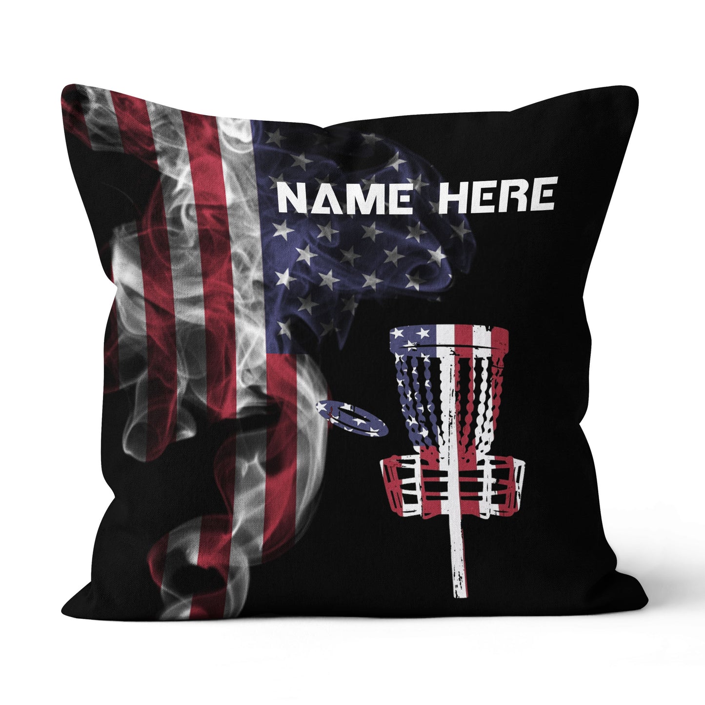 Smoky American Flag Patriotic Disc Golf Pillow Customized Disc Golf Gift LDT1180