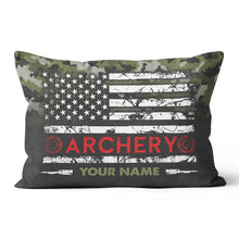 Load image into Gallery viewer, Personalized Green Camouflage US Flag Archery Pillows Best Archery Gifts VHM0849