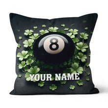 Load image into Gallery viewer, Funny 8 Ball Pool And Clovers Black Pillows Custom Name Billiard Pillows TDM0818