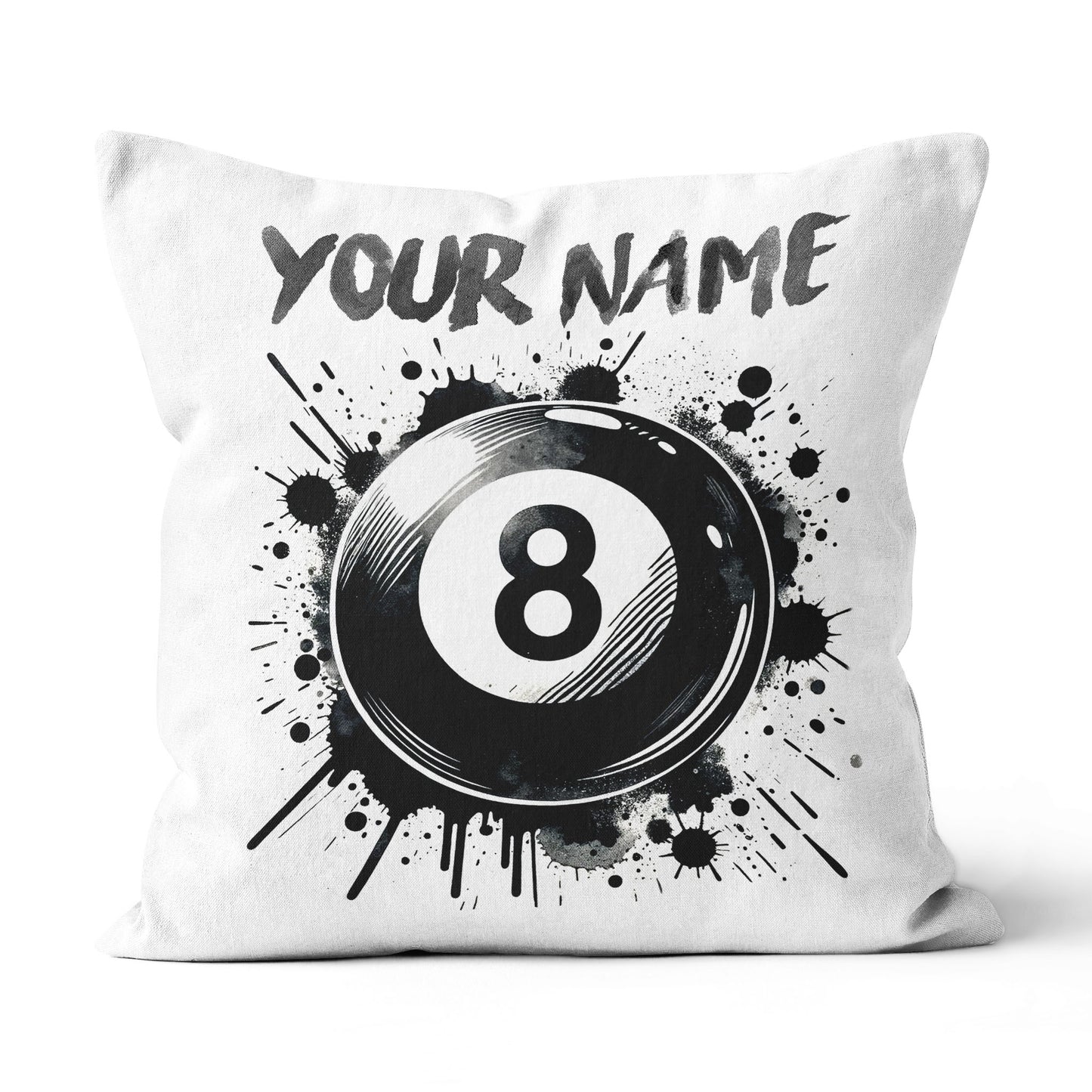 Personalized 8 Ball Pool White Pillow Custom Billiard Throw Pillows TDM0810