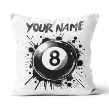 Load image into Gallery viewer, Personalized 8 Ball Pool White Pillow Custom Billiard Throw Pillows TDM0810