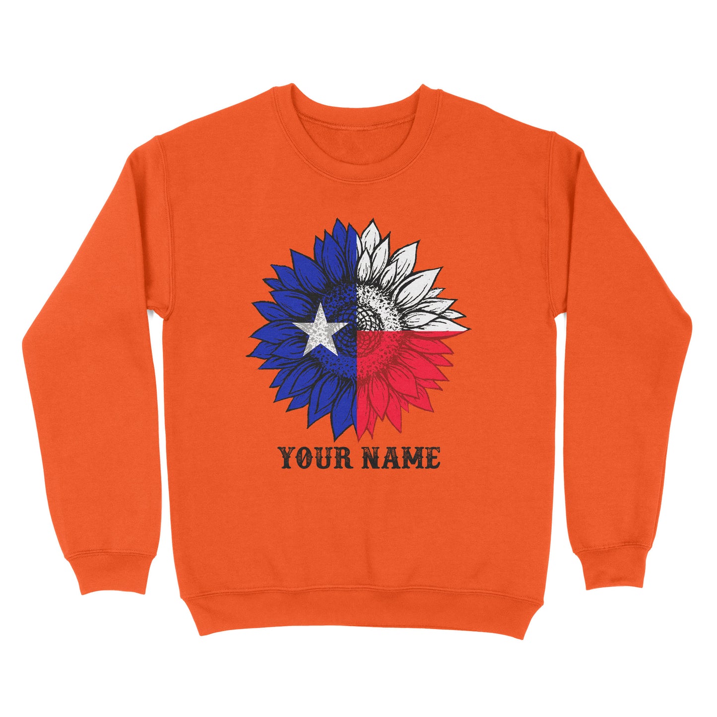 Texas flag sunflower customized name patriot Texas state flag Sweatshirt D03 NQS2495