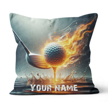 Load image into Gallery viewer, Fire &amp; Water Golf Club &amp; Ball Custom Throw Pillow Personalized Goft Gift LDT1153