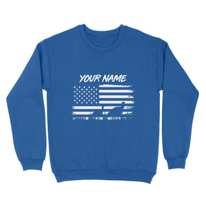 Customize name Turkey hunting American flag patriotic hunting shirt D08 NQS2206 - Standard Crew Neck Sweatshirt