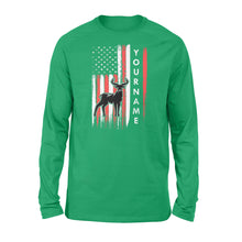 Load image into Gallery viewer, American flag deer hunting custom name shirt, personalized deer hunting apparel Long Sleeve- NQS1206