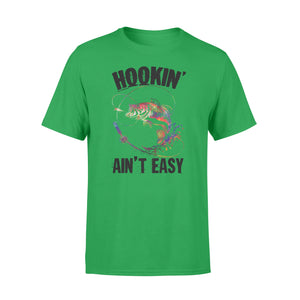 Beautiful colorful Fishing tattoo T-shirt design - Hookin' ain't easy - SPH63