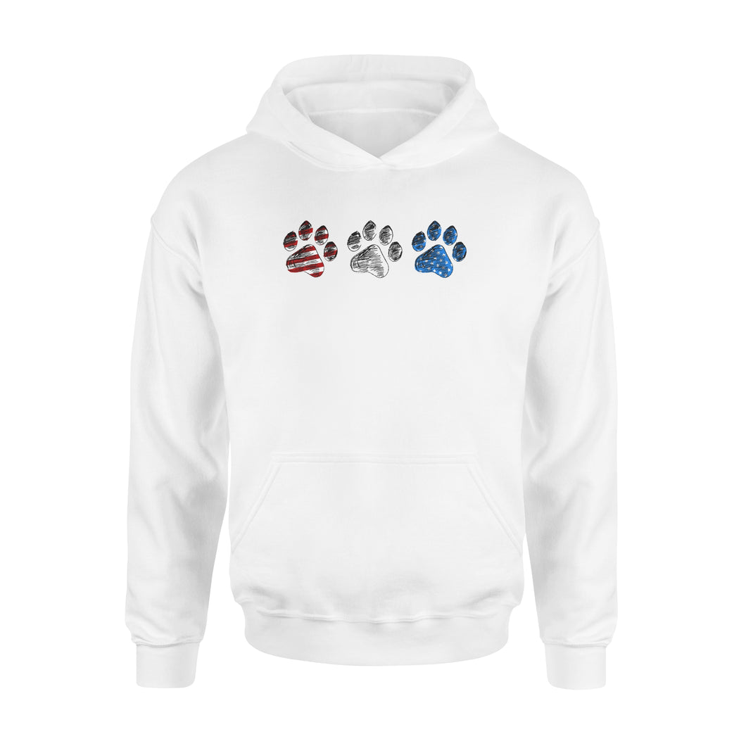 Red White Blue American Flag Dog paws Hoodie shirt design gift ideas for Dog lovers  - SPH85