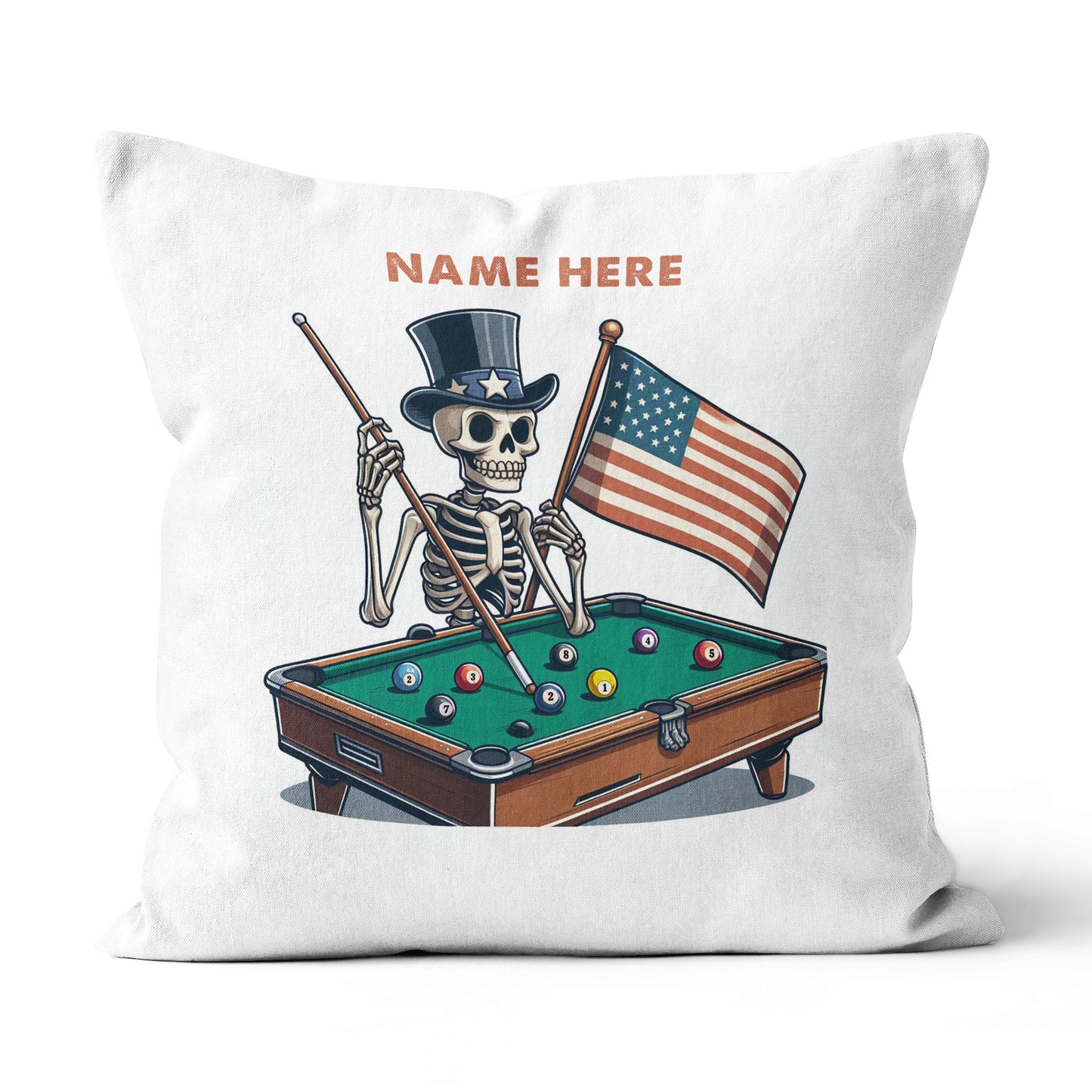 Personalized Funny Skeleton Playing Billiard Custom Name Billiard Pillow TDM0876