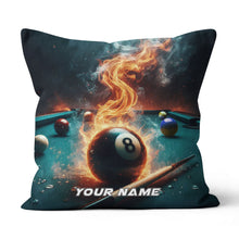 Load image into Gallery viewer, Personalized Fire 8 Ball Billiard 3D Pillow Custom Throw Pillow Billiard VHM0893