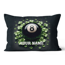 Load image into Gallery viewer, Funny 8 Ball Pool And Clovers Black Pillows Custom Name Billiard Pillows TDM0818
