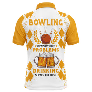 Funny Beer Bowling Shirt Men Polo, Personalized Team Short Sleeves Men Bowlers Jersey NBP18