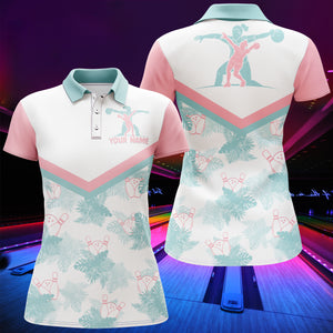 Personalized Women Polo Bowling Shirt Tropical Pattern Short Sleeve Polo Female Bowlers Jersey NBP29