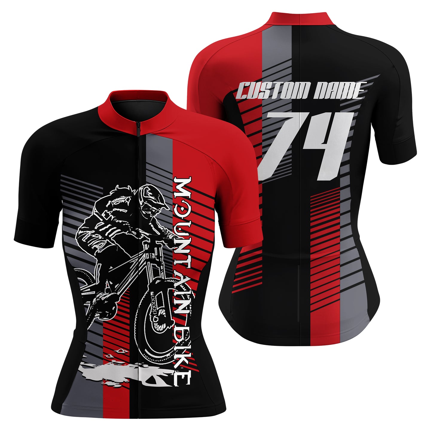 Custom Mens Womens MTB Cycling Jersey Mountain Bike Red&Black Bicycling Downhill Rider Racing| NMS816