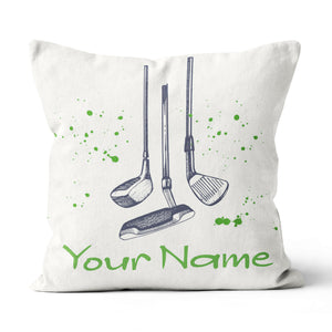 Vintage Hand Drawn Golf Clubs Custom Throw Pillow Personalized Golf Gift LDT1127