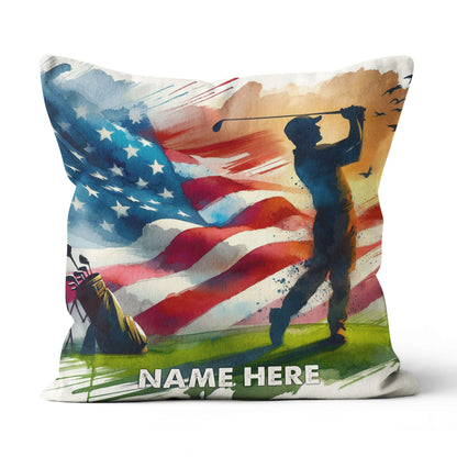 Watercolor Usa Flag Custom Golf Pillow Personalized Patriotic Golf Gifts LDT1176