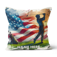 Load image into Gallery viewer, Watercolor Usa Flag Custom Golf Pillow Personalized Patriotic Golf Gifts LDT1176