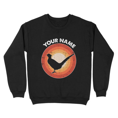 Pheasant Retro Vintage Sunset Custom Name Shirt, Pheasant Hunting Shirt, Gift for Pheasant Lover, Bird Lover Standard Sweatshirt FSD2349D08