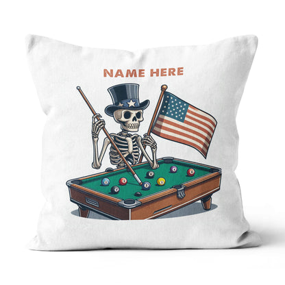 Personalized Funny Skeleton Playing Billiard Custom Name Billiard Pillow TDM0876