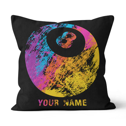 Personalized Grunge Colorful 8 Ball Billiard Pillow Gift For Pool Player VHM0831