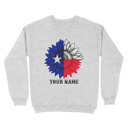 Texas flag sunflower customized name patriot Texas state flag Sweatshirt D03 NQS2495