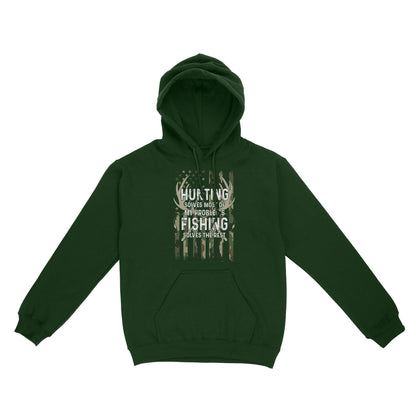 Hunting solves most of my problems, fishing solves the rest camo American flag D01 NQS3034 Hoodie