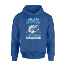 Load image into Gallery viewer, Funny Fishing poem Hoodie shirt - &quot; Roses are red, violets are blue, I can&#39;t rhyme but I love fishing&quot; - best gift ideas for fishing lovers - SPH18
