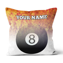 Load image into Gallery viewer, Customized 8 Ball Pool Fire Pillow, Unique Billiard Throw Pillows Design TDM0806
