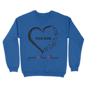 Peace love horses tattoo customized name horse shirt for girl, horse shirts D06 NQS2908 - Standard Crew Neck Sweatshirt