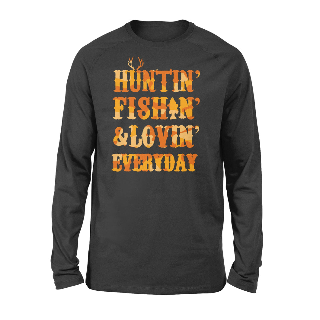 Hunting Fishing Loving Everyday Long sleeve Shirt Orange Camo - SPH95