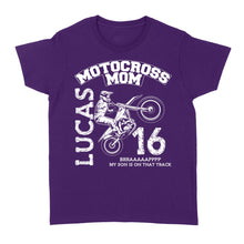 Load image into Gallery viewer, Motocross Mom Shirt Custom Rider&#39;s Name &amp; Number, Mother&#39;s Day Gift for Mom of A Rider Motorcycle Shirt| NMS356 A01