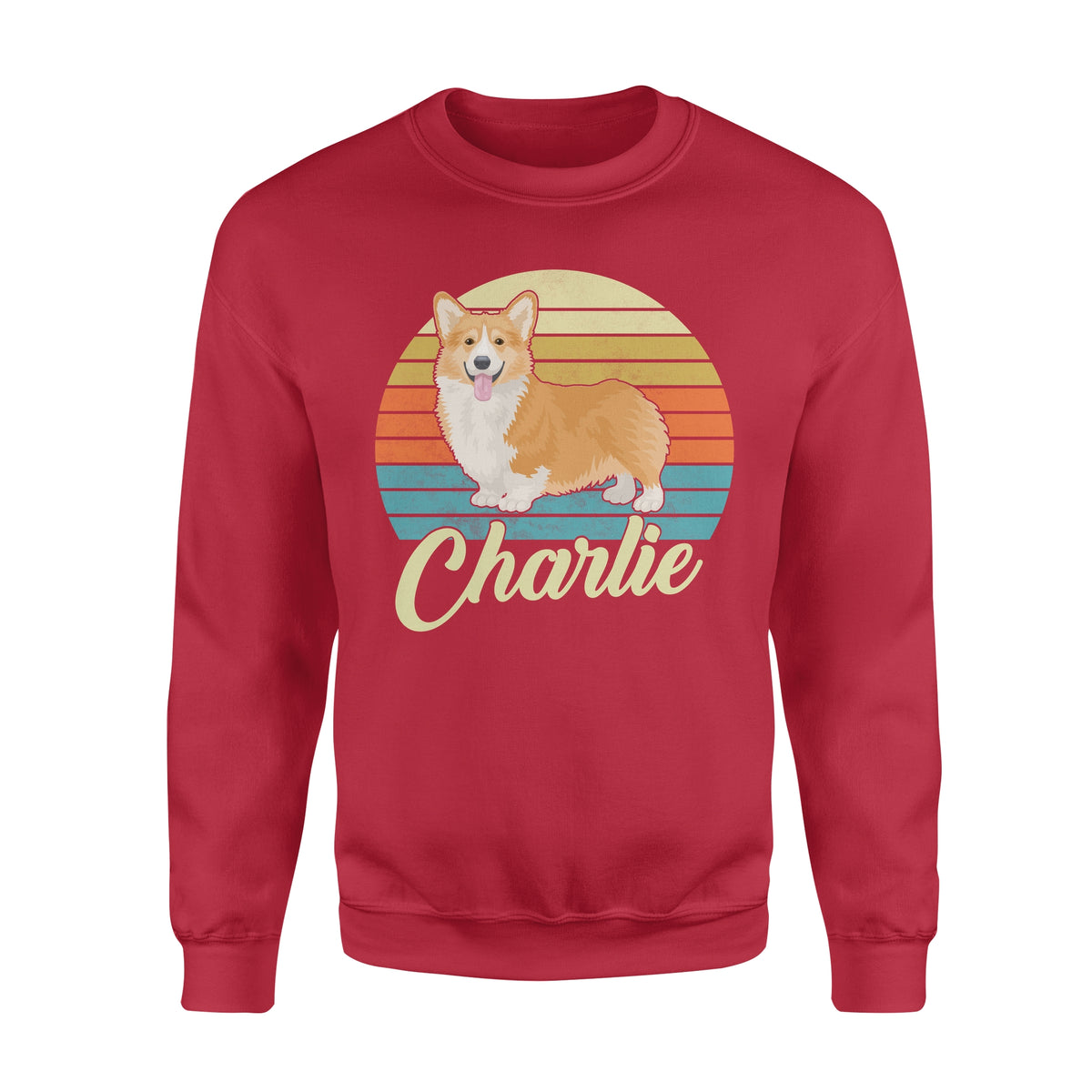 Custom name awesome Corgi 1970s vintage retro personalized gift - Standard Crew Neck Sweatshirt