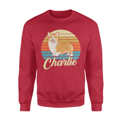 Custom name awesome Corgi 1970s vintage retro personalized gift - Standard Crew Neck Sweatshirt
