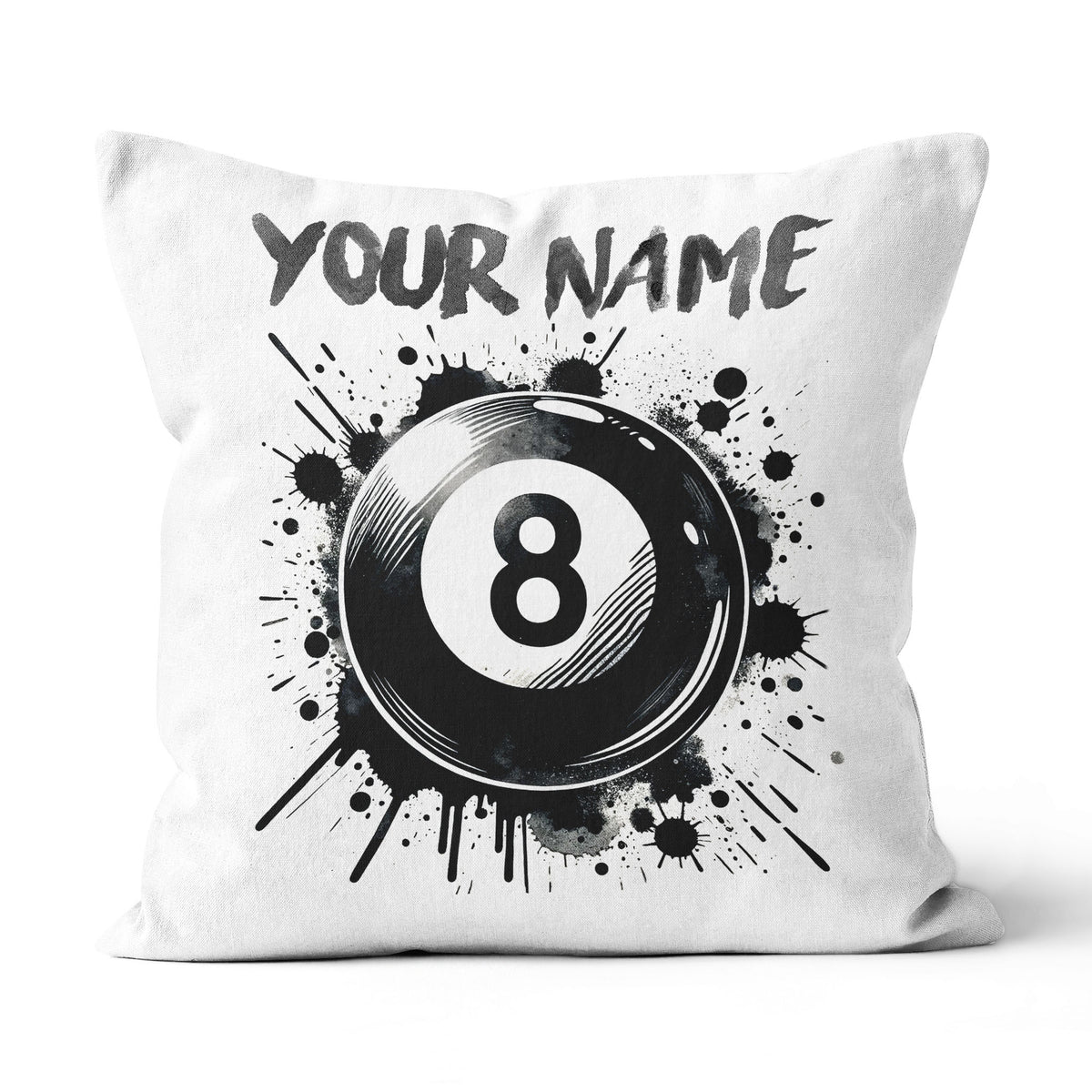 Personalized 8 Ball Pool White Pillow Custom Billiard Throw Pillows TDM0810