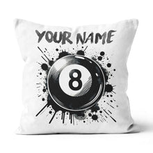 Load image into Gallery viewer, Personalized 8 Ball Pool White Pillow Custom Billiard Throw Pillows TDM0810
