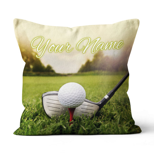 Golf Club And Ball In Grass Custom Throw Pillow Personalized Golf Gifts LDT1108