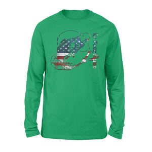 US Bass Fishing American Flag Custom name Long Sleeve D02 NQS1248