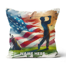 Load image into Gallery viewer, Watercolor Usa Flag Custom Golf Pillow Personalized Patriotic Golf Gifts LDT1176