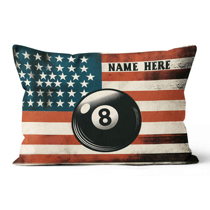 Personalized Vintage US Flag 8 Ball Billiard Pillow Custom Billiard Gift VHM0922