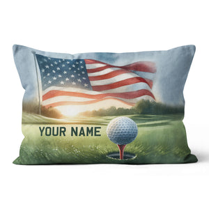 Watercolor American Flag Golf Custom Pillow Personalized Golfing Gifts LDT1172